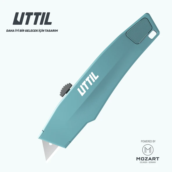 UTTIL PAUK06 Güçlü Vidasız Gövdeli 3 kademe kilitli Trapez Bıçaklı Maket Bıçağı