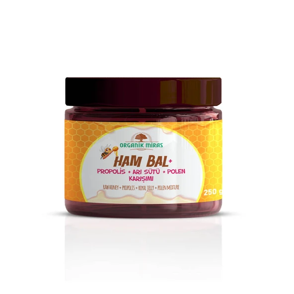Evvahe Doğal Ham Bal + Propolis + Arı Sütü + Polen Karışımı 250gr