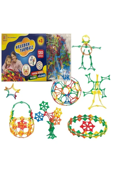 Beceri Eğlence 120 Parça Kelebek Puzzle Eğitici Şekiller Pop Tubee