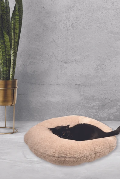 Welsoft & SİLİKON DOLGULU Köpek Kedi Yatağı Yıkanabilir Yumuşak Peluş Kedi Minderi Uyku Minderi - 3