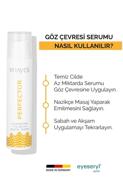 VITAYES Göz Çevresi Peptit Kompleks Serumu Mor Halkalar Ve Torbalar Için Canlandırıcı & Sıkılaştırıcı Bakım 15ml - 3
