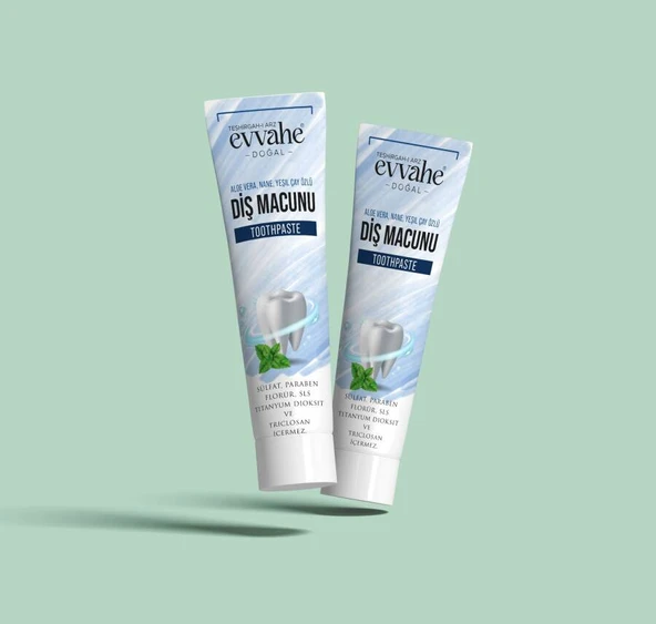 Evvahe Doğal Aloe Vera, Nane, Yeşil Çay Özlü Diş Macunu (90gr) - 2