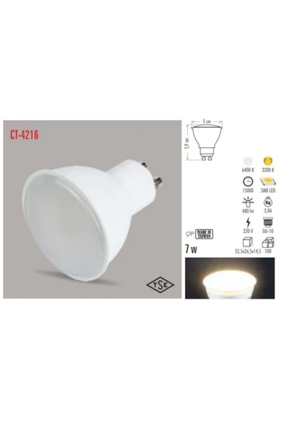 Ct-4215 7 Watt Led Çanak Ampul (GU-10) Gün Işığı - 2