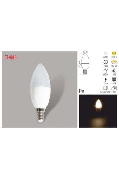 Led Buji Ampul Gün Işığı 8 Watt - 2