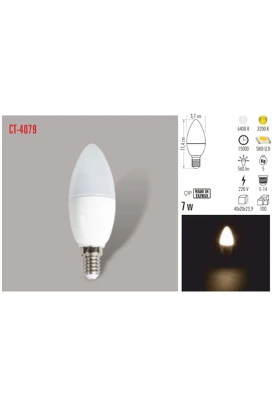 7 Watt Led Buji Ampul Beyaz Işık - 2