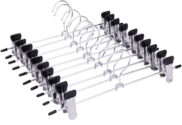 Metal Mandallı Etek Askısı Pantolon Askısı Krom Askı 40cm - 10 Adet - 2
