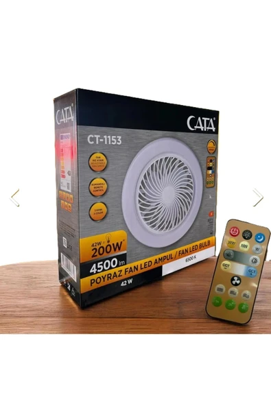 CATA CT-1153 FANLI 42W 3 RENK DİM EDİLEBİLİR KUMANDALI POYRAZ LED AMPUL E27 DUY