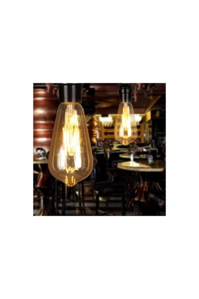 Led Dünyam 8w Amber St64 Dekoratif Armut Rustik Led Ampül Ct-4290 - 2