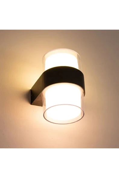 12 W İki Yönlü Led Duvar Aplik - Gün Işığı (3000K) - Siyah - IP54 - CT-7048 - 3