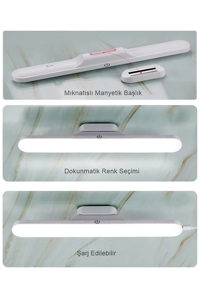 Ct-5249 Şarjlı Led Işık Usb Şarjlı Kablosuz Mıknatıslı Led Lamba 3 Farklı Işık Rengi ürün görseli 1