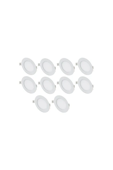 10 Adet 6 Watt Slim Led Panel Beyaz Işık Metal Kasa (delik Çapı : 10,5cm) - Resim 3