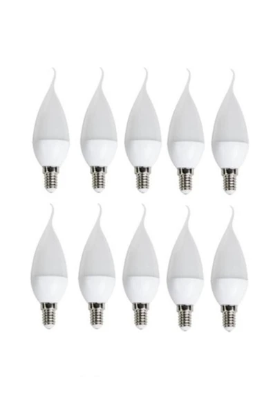 10'lu Ct-4084 Kıvrık Led Ampul-ince E14 Duy-kıvrık Avize Ampülü-beyaz Işık 6400k