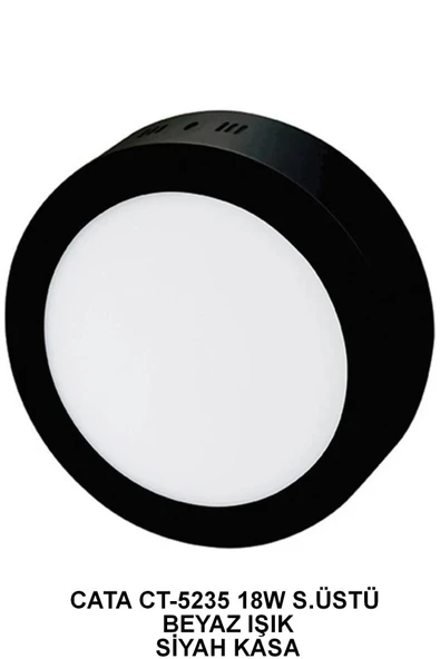 Ct-5235 18w 6400k S. Üstü Led Beyaz Işık Armatür Yuvarlak Siyah Metal Kasa - 4