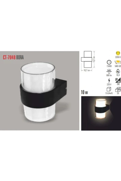 CT-7048 12W BORA LED APLİK GÜNIŞIĞI 3200K CATA - Resim 6