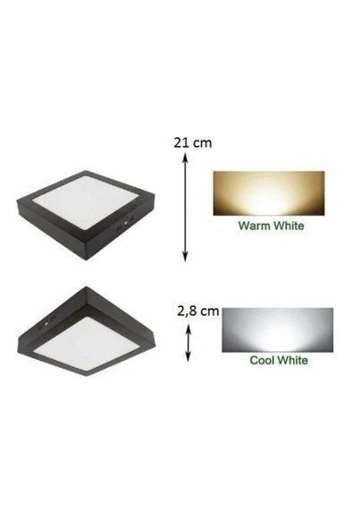 18w Led Panel Kare Sıva Üstü Siyah Kasa Günışığı Ct-5236G - Resim 3