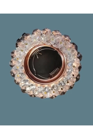 Papatya Dekoratif Cam Spot Yuvarlak Kristal Gold Gu10 (DUY AMPUL HARİÇ) - Resim 3