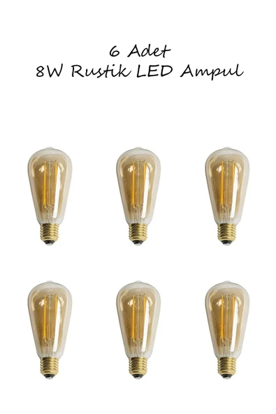 6 Adet Rustik Led Ampul St64/ Ct-4290