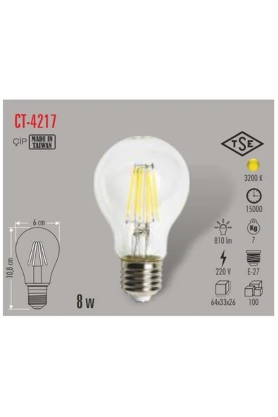8 Watt Led Dimmerli Ampul Gün Işığı - Rustik E27 Duy - Resim 2