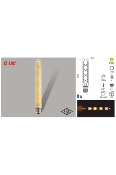 8 Watt Dekoratif Rustik Led Ampul Amber Işık - 3