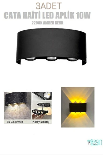 10W HAİTİ LEDLİ ARMATÜR (AMBER) 3 ADET - Resim 3