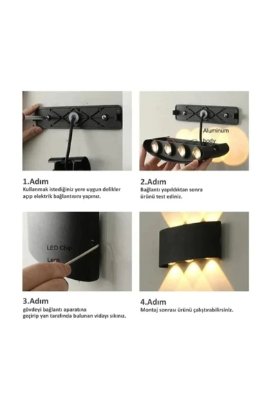 1 Adet Ct-8011 Haiti Dış Mekan Modern Led Aplik 12w - Resim 8