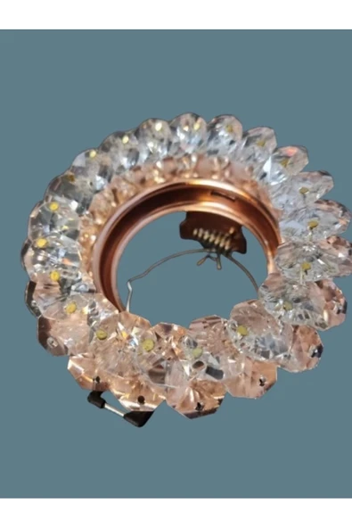 Papatya Dekoratif Cam Spot Yuvarlak Kristal Gold Gu10 (DUY AMPUL HARİÇ) - Resim 4