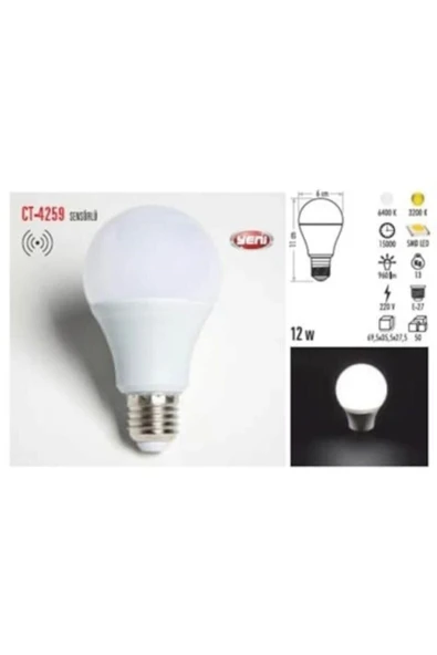 Ct-4259 Sensörlü Led Ampul (12w)