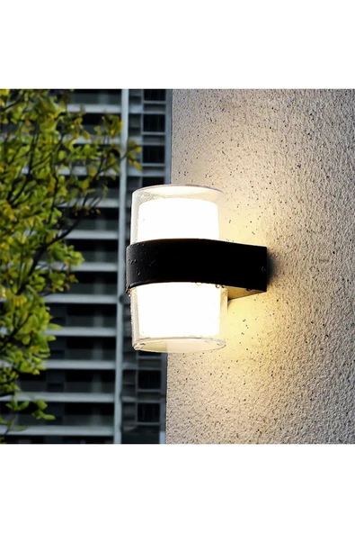 12 W İki Yönlü Led Duvar Aplik - Gün Işığı (3000K) - Siyah - IP54 - CT-7048