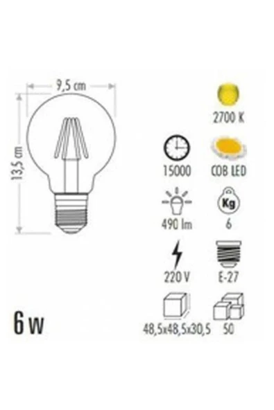6w Rustik Led G95 Glop Ampul Ct-4286 2 Adet - Resim 2
