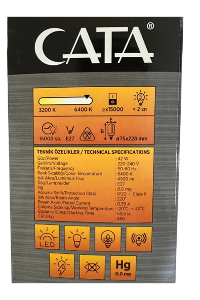 CT-1152 42W 6400K (Beyaz Işık) E27 Duylu Led Pervane Ampul - Resim 2