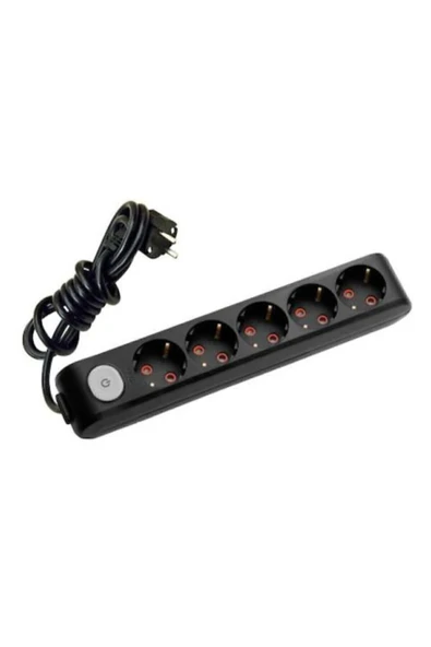 Multi-let Beşli Priz ( 5 Li ) Anahtarlı Topraklı Çocuk Korumalı Kablolu Grup Priz 03 Mt. Siyah ürün görseli 1