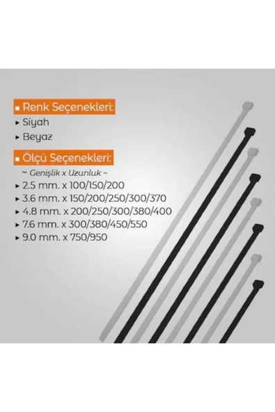 Kablo Bağı Cırt Siyah 7,6x550 100 Adet - Resim 4