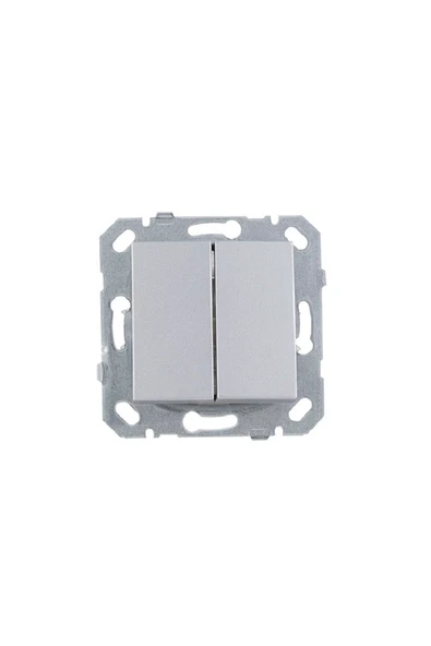 Parlak Gümüş Ikili Anahtar Komütatör Çerçevesiz - Resim 2