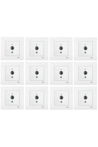 Karre 12 Adet Uydu Prizi F Konnektörlü Çerçeveli - Beyaz ürün görseli 1