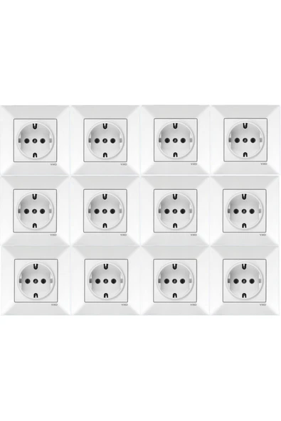 Meridian 12 Adet Topraklı Priz - Çerçeveli ürün görseli 1