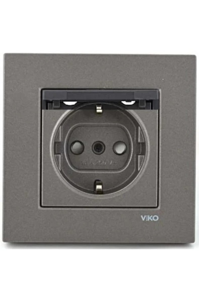 Antrasit Artline Novella Kapaklı Topraklı Çerçeveli Priz ürün görseli 1