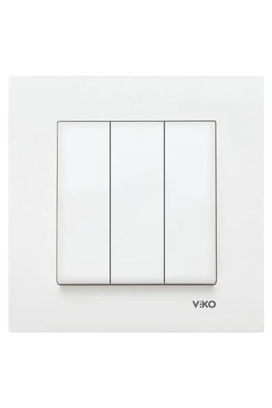 Karre Üçlü Anahtar Çerçeveli - Beyaz ürün görseli 1