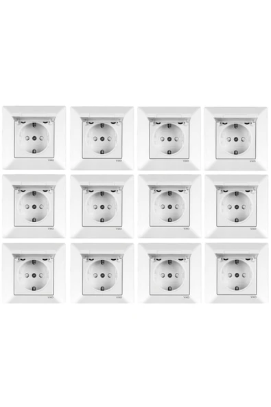 Merdian 12 Adet Kapaklı Çk Topraklı Priz Çerçeveli - Resim 2