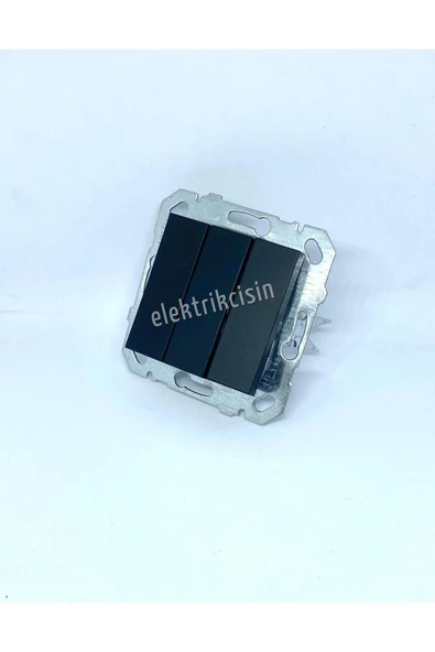 Byobu Siyah Üçlü Anahtar (çerçeve Hariç) 1 Adet - Resim 2