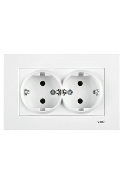 Karre 10 Adet Ikili Topraklı Priz Çerçeveli - Beyaz - Resim 2