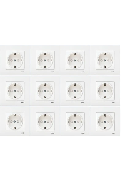 Karre 12 Adet Çocuk Korumalı Topraklı Priz - Çerçeveli ürün görseli 1