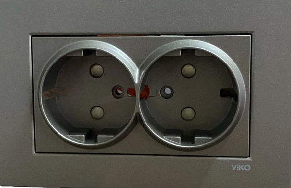 Antrasit İkili Topraklı Priz Çerçeveli ürün görseli 1