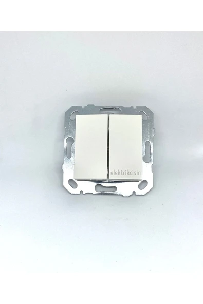 Byobu Ikili Anahtar Komütatör Beyaz Renk Çerçeve Hariç 1 Adet - Resim 2