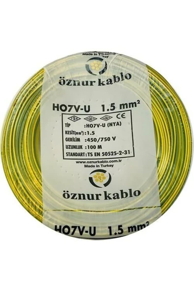 NYA KABLO 1,5 LUK SARI YEŞİL ÖZNUR-HES 1 MT FİYATIDIR