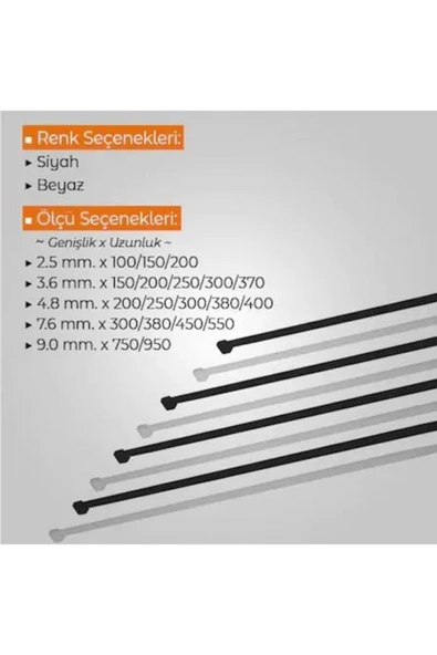 Kablo Bağı Cırt Siyah 4,8x300 100 Adet - Resim 3