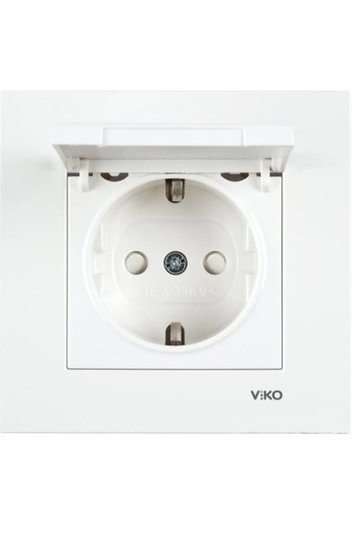 Viko Karre Beyaz Kapaklı Priz ürün görseli 1