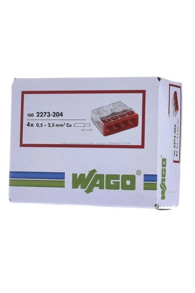 Wago 100 ADET Klemens 4 Kutuplu Buat İçi ürün görseli 1