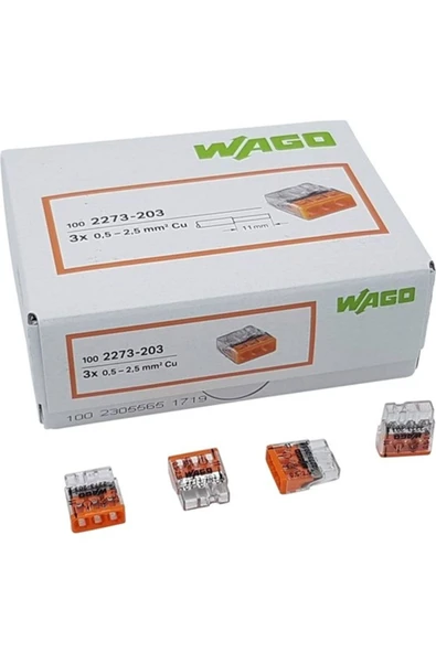 Wago 100 ADET Klemens 3 Kutuplu Buat İçi ürün görseli 1