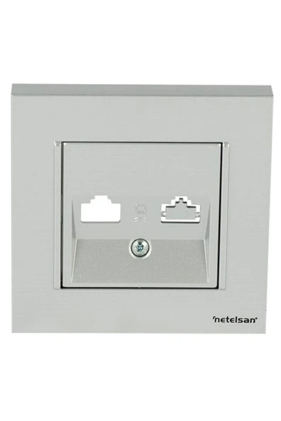 Byobu Parlak Gümüş Data Priz (cat6) - Çerçeveli ürün görseli 1