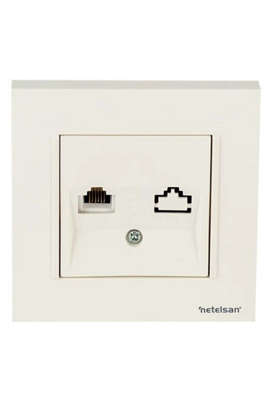 Byobu Beyaz Telefon Nümeris Priz (cat-3) - Çerçeveli ürün görseli 1